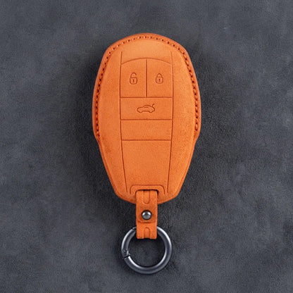 Bentley Hand-Stitched Alcantara Key Fob Cover – Winged Shield 3-Button Orange