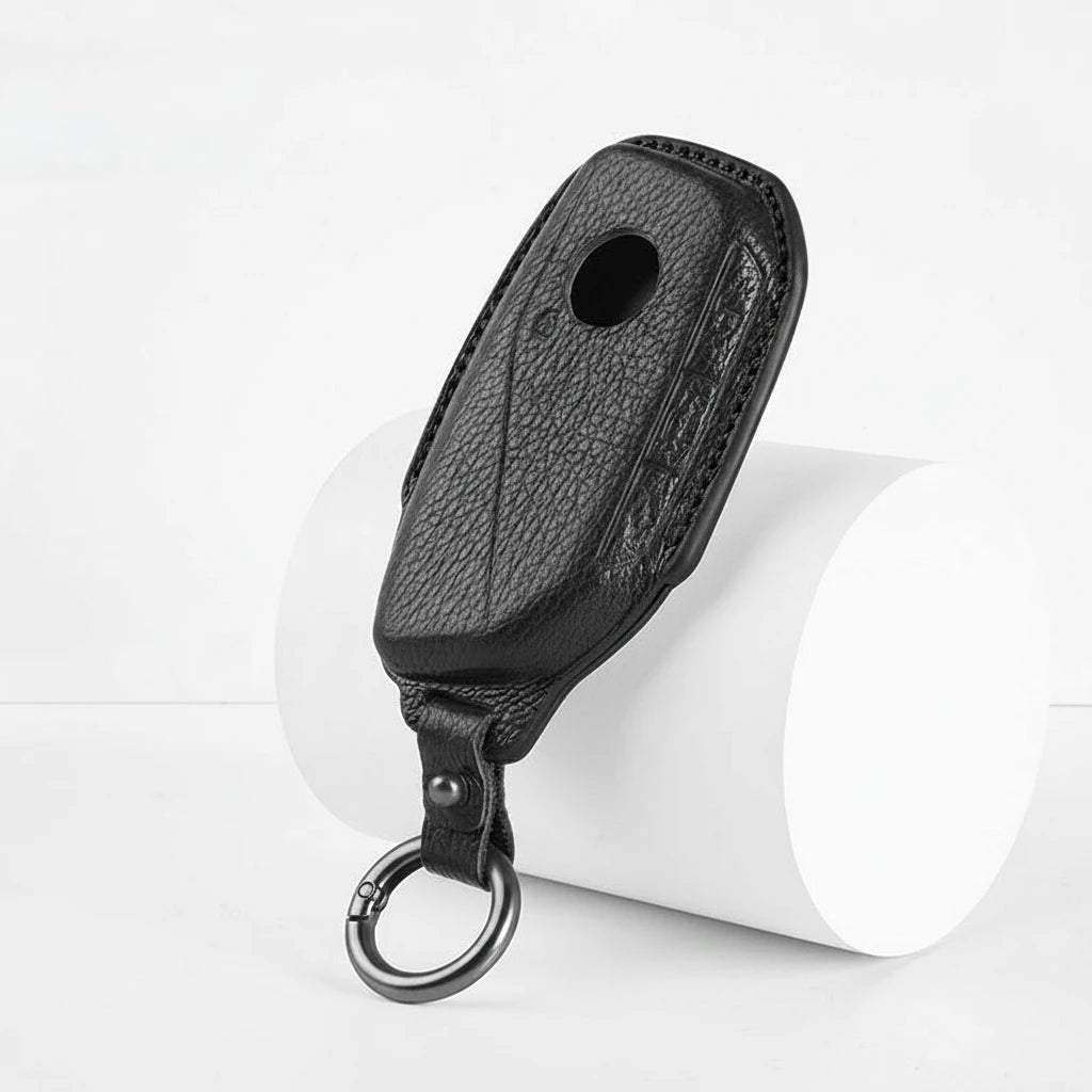 BMW Goatskin Key Fob Cover - Side-Button Wedge - Black