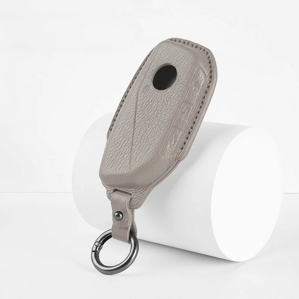 BMW Goatskin Key Fob Cover - Side-Button Wedge - Gray