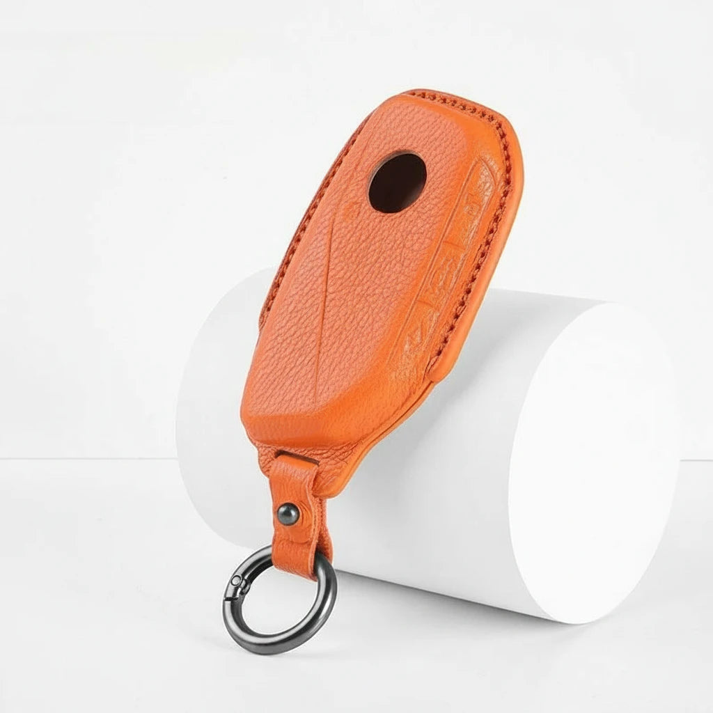 BMW Goatskin Key Fob Cover - Side-Button Wedge - Orange