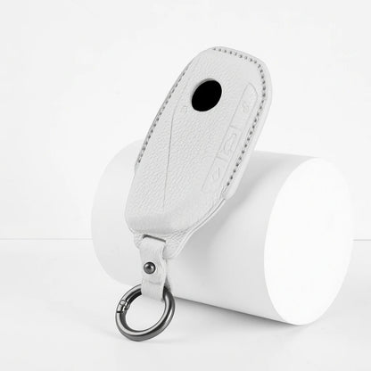 BMW Goatskin Key Fob Cover - Side-Button Wedge - White