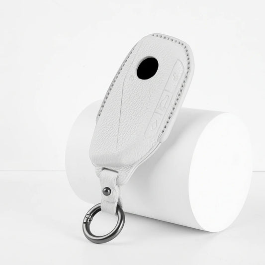 BMW Goatskin Key Fob Cover - Side-Button Wedge - White