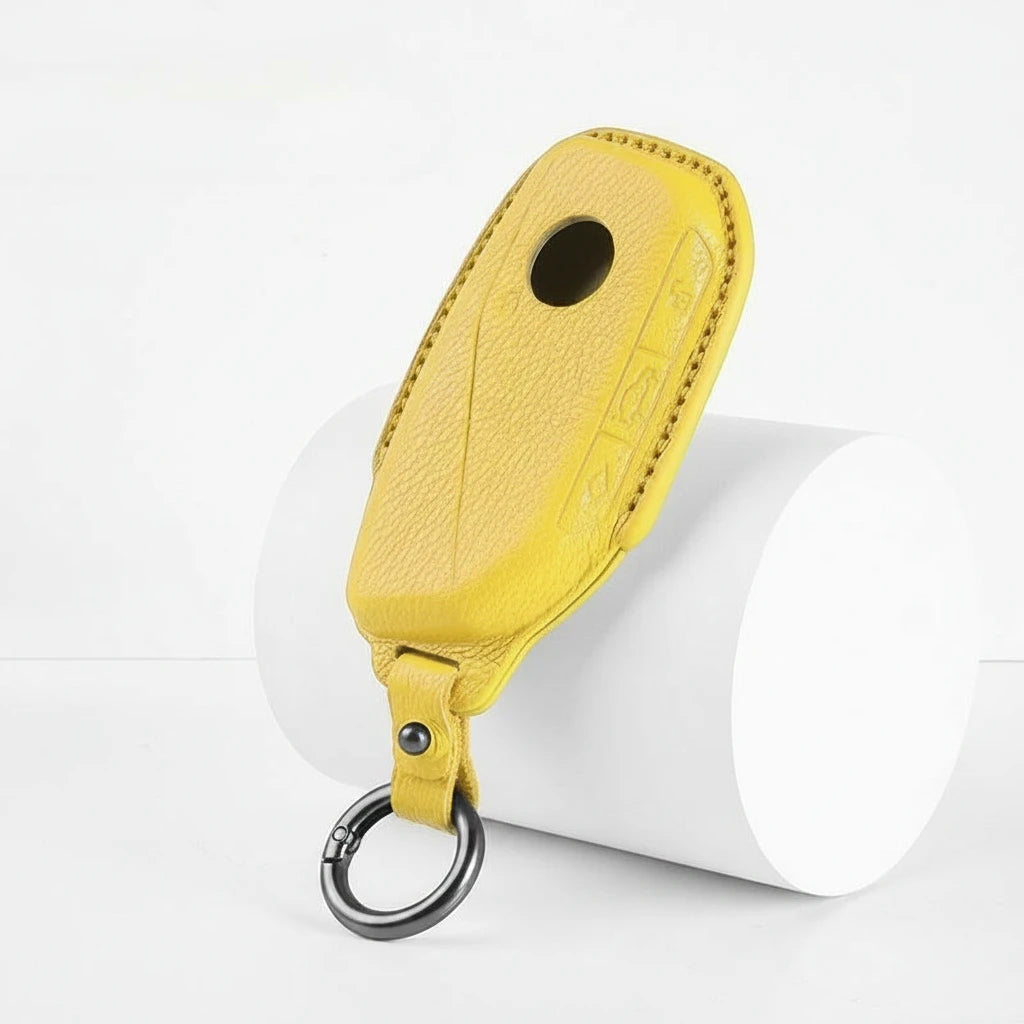BMW Goatskin Key Fob Cover - Side-Button Wedge - Yellow