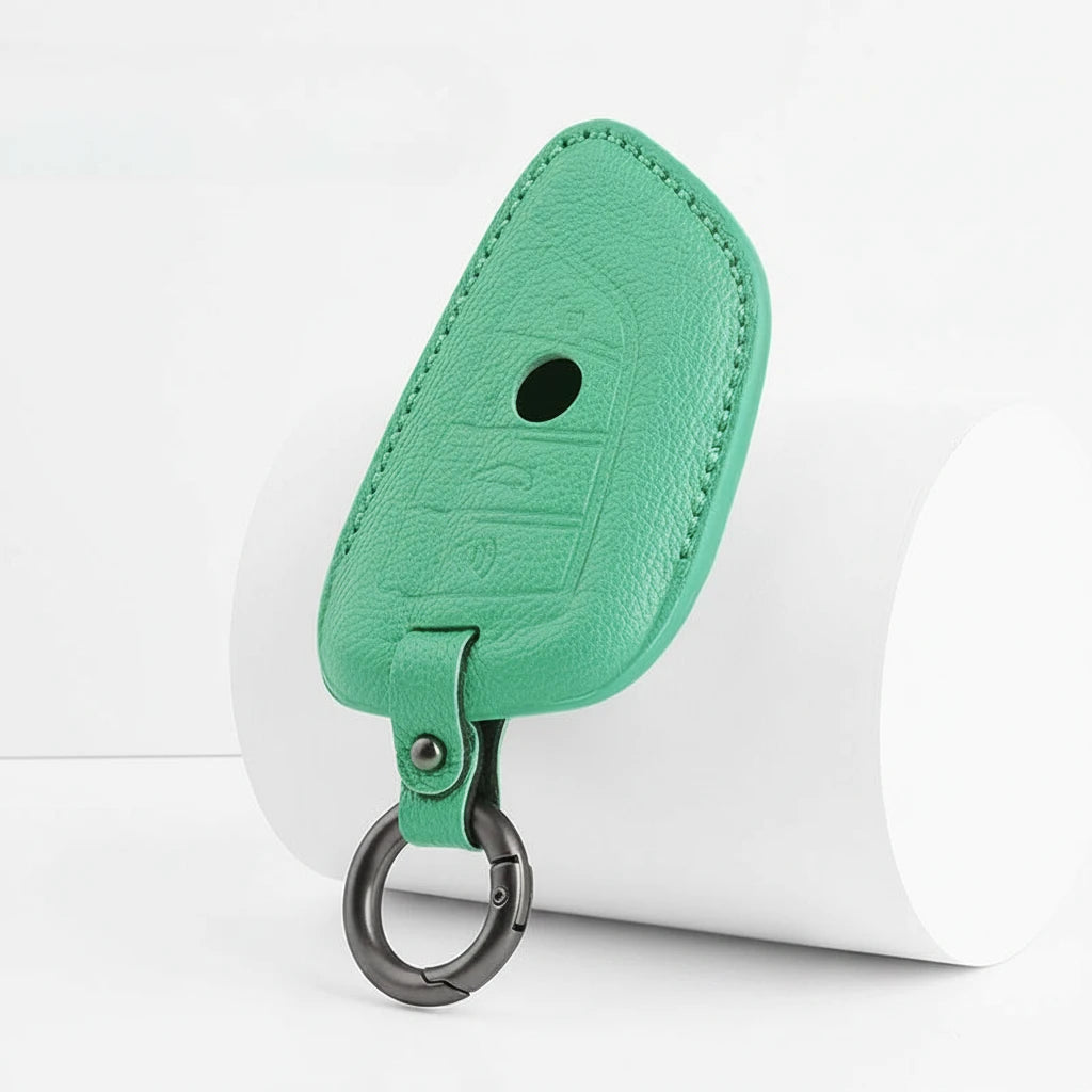 BMW Goatskin Key Fob Cover - Wide-Slot Blade - Cyan