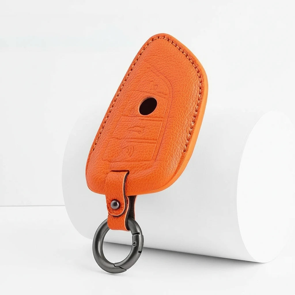 BMW Goatskin Key Fob Cover - Wide-Slot Blade - Orange