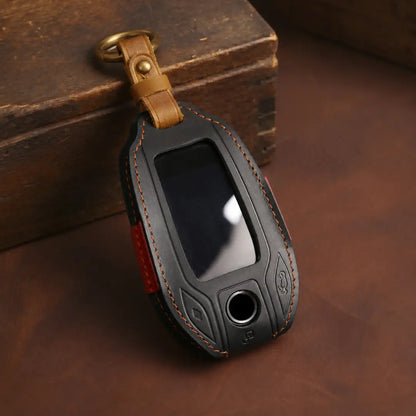 BMW Hand-Crafted Leather Key Fob Cover – Display Key Black