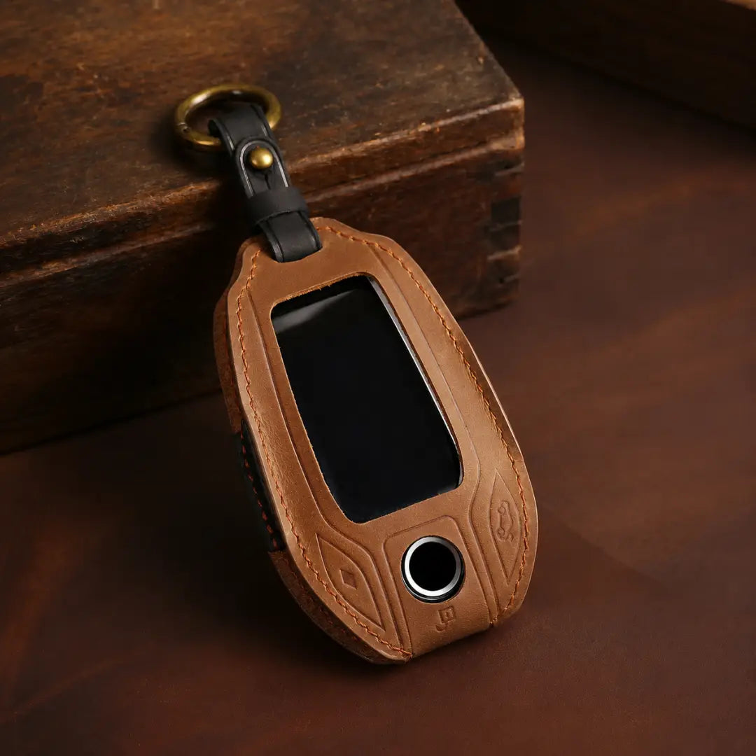BMW Hand-Crafted Leather Key Fob Cover – Display Key Brown