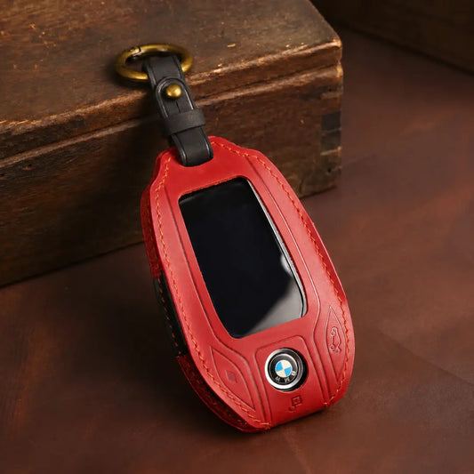 BMW Hand-Crafted Leather Key Fob Cover – Display Key Red