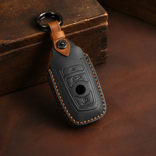 BMW Hand-Crafted Leather Key Fob Cover – Symmetric Smart Fob Black