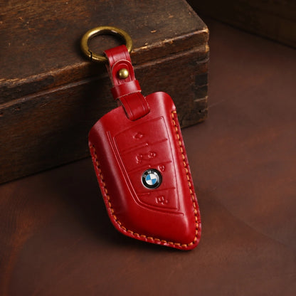 BMW Hand-Crafted Leather Key Fob Cover – Wide-Slot Blade Type A Red
