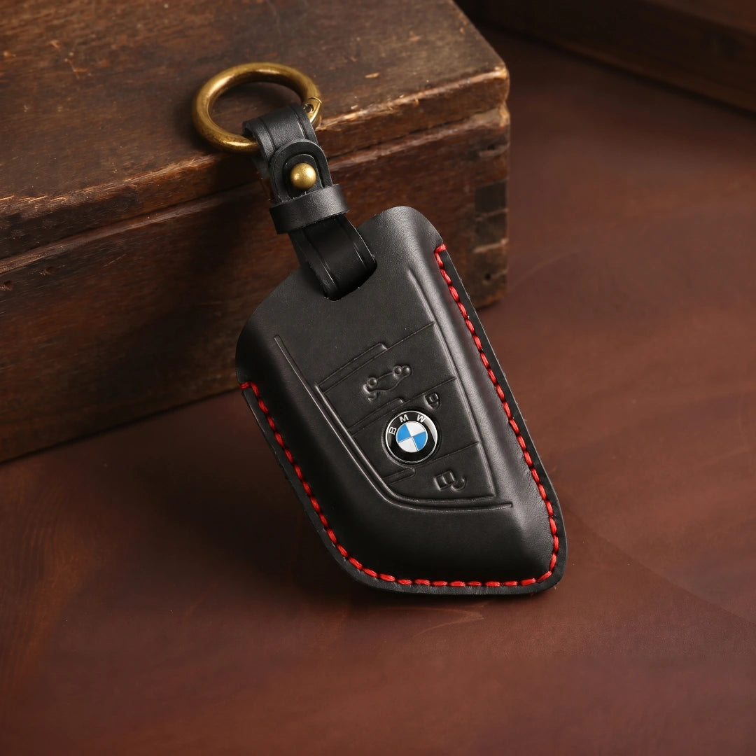 BMW Hand-Crafted Leather Key Fob Cover – Wide-Slot Blade Type B Black