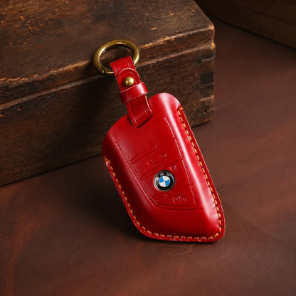 BMW Hand-Crafted Leather Key Fob Cover – Wide-Slot Blade Type B Red