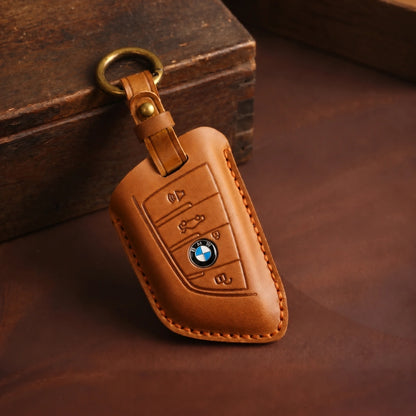 BMW Hand-Crafted Leather Key Fob Cover – Wide-Slot Blade Type C Brown