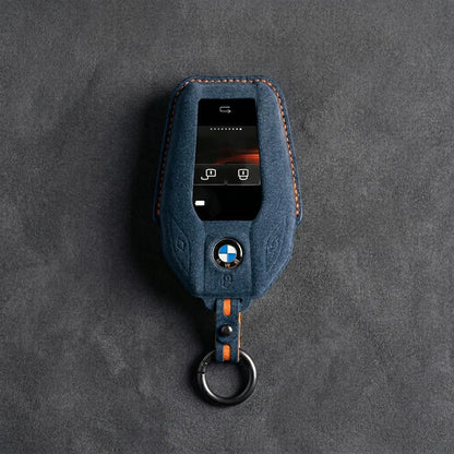 BMW Hand - Stitched Alcantara Key Fob Cover – Display Key - Cobalt blue