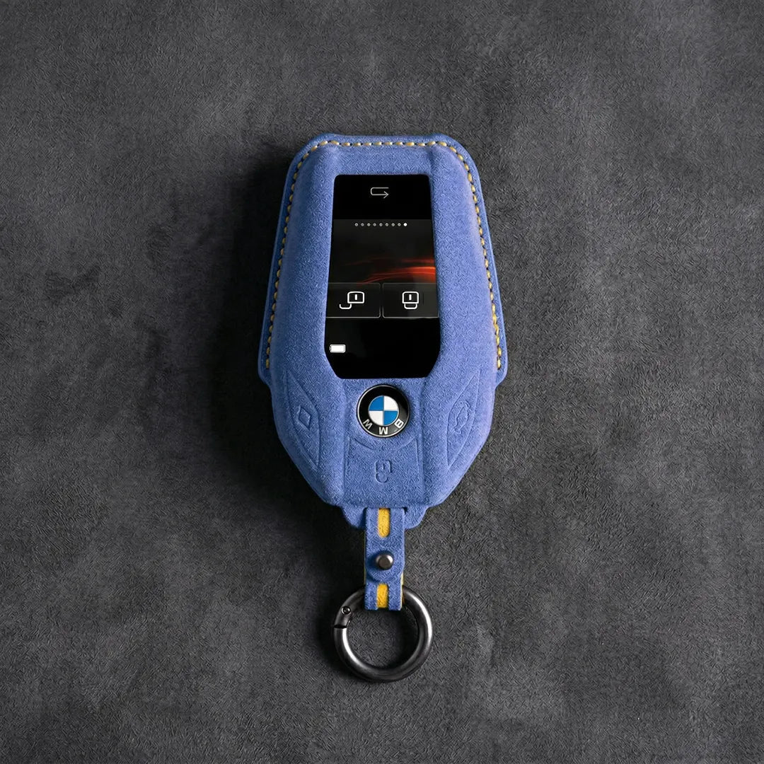 BMW Hand - Stitched Alcantara Key Fob Cover – Display Key - Cornflower blue