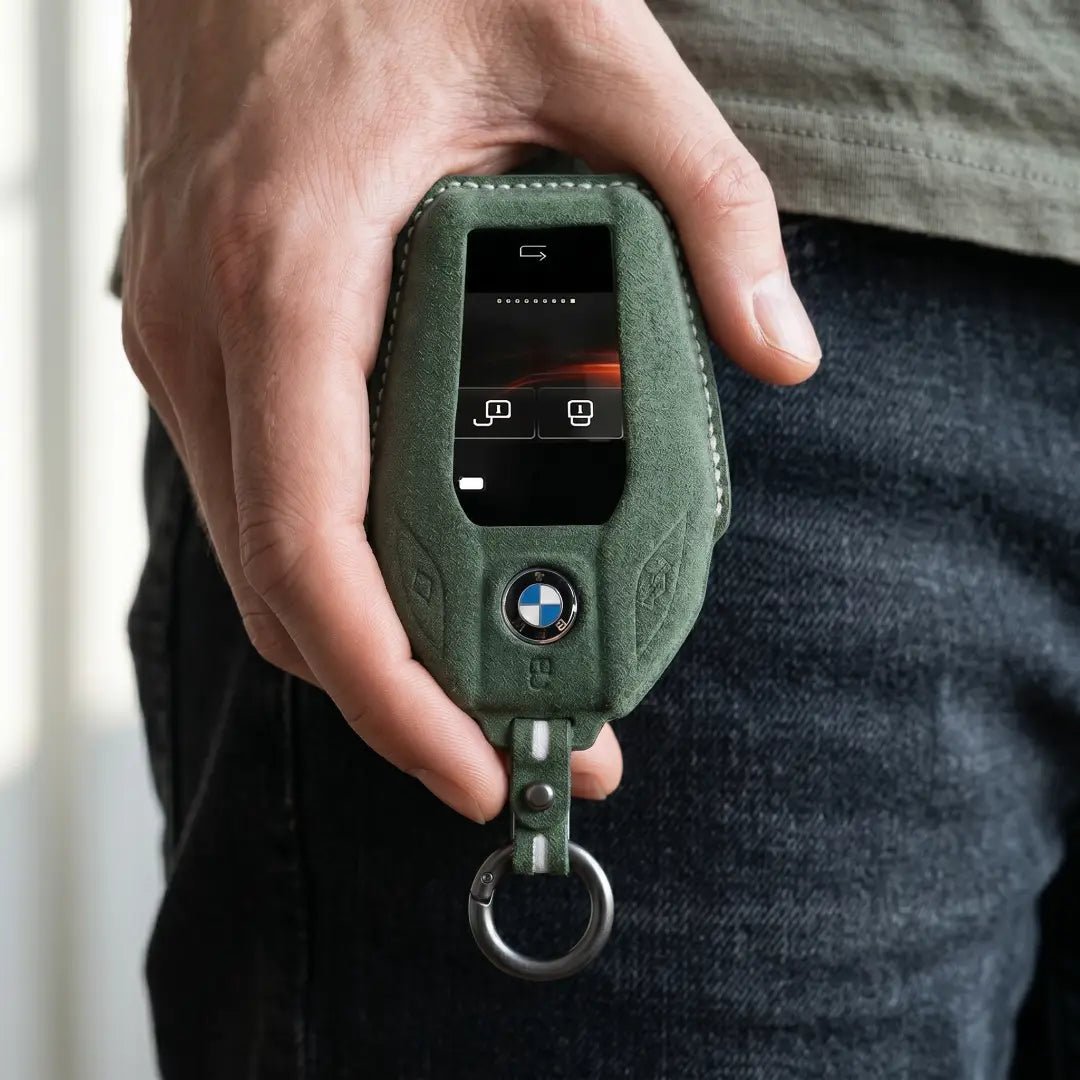 BMW Hand - Stitched Alcantara Key Fob Cover – Display Key - Dark forest green
