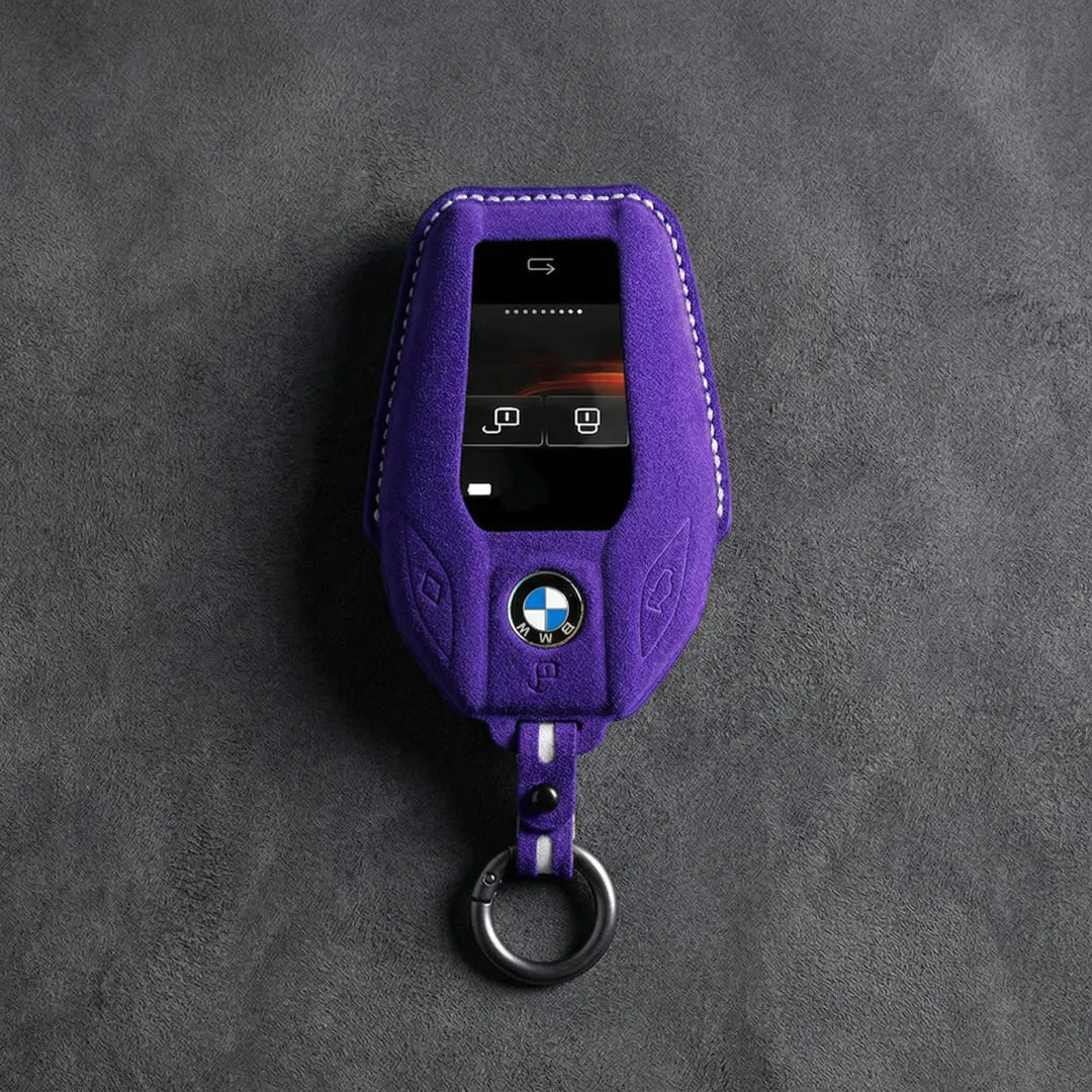 BMW Hand - Stitched Alcantara Key Fob Cover – Display Key - Dark purple