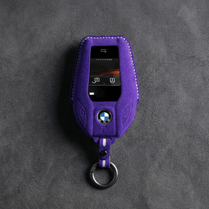 BMW Hand - Stitched Alcantara Key Fob Cover – Display Key - Dark purple