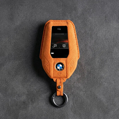 BMW Hand - Stitched Alcantara Key Fob Cover – Display Key - Orange