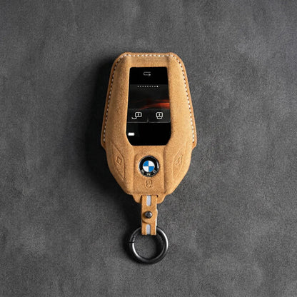 BMW Hand - Stitched Alcantara Key Fob Cover – Display Key - Soft brown