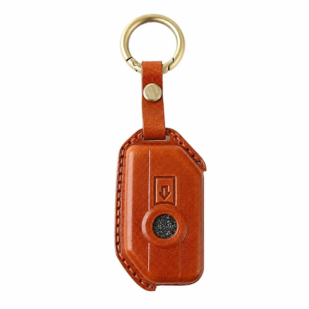 BMW Vintage Leather Key Fob Case Motorrad Flip Key Soft Brown