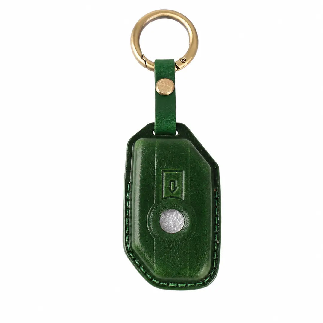 BMW Vintage Leather Key Fob Case Motorrad Smart Key Grass Green