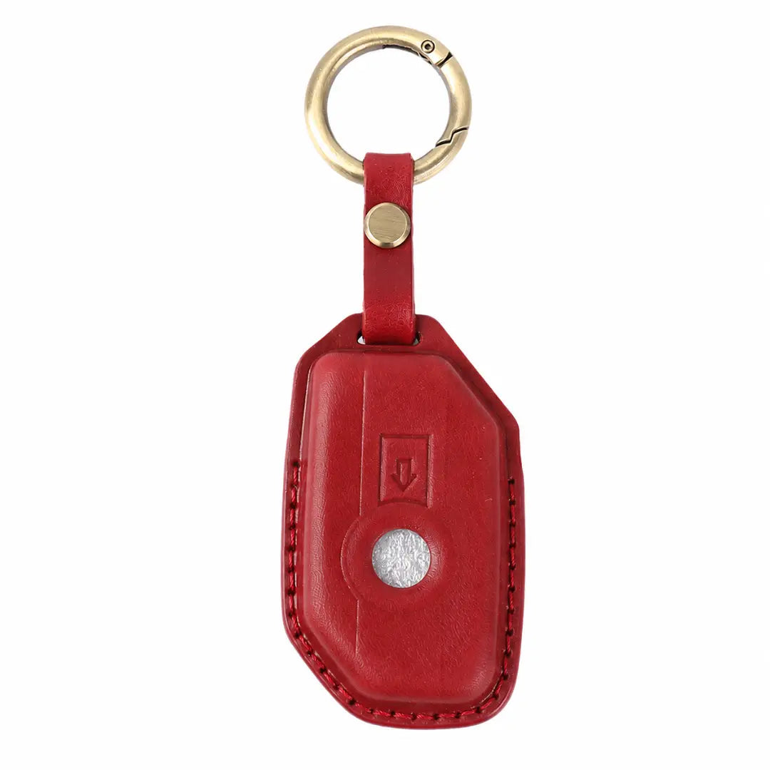 BMW Vintage Leather Key Fob Case Motorrad Smart Key Red