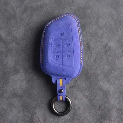 Cadillac Hand-Stitched Alcantara Key Fob Cover – Smart Key Remote - Cornflower Blue