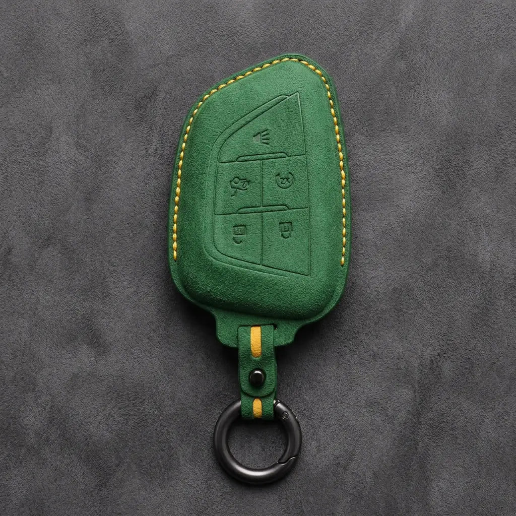 Cadillac Hand-Stitched Alcantara Key Fob Cover – Smart Key Remote - Grass Green