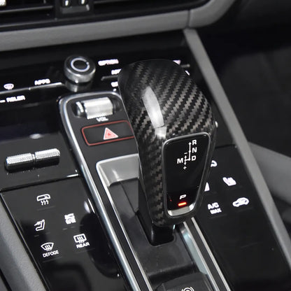 Carbon Fiber Gear Selector Cover for Porsche Cayenne / Cayenne E-Hybrid – 2018–2023 - Black Applied On Gear Selector