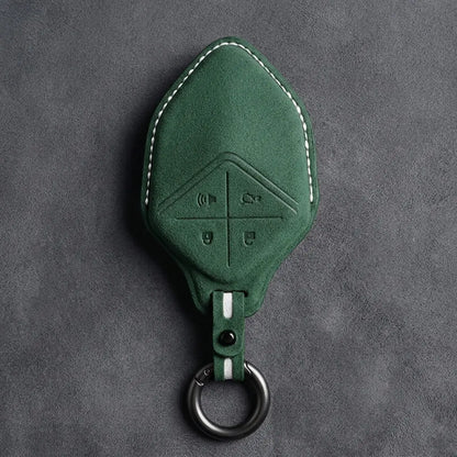 Changan Hand Stitched Alcantara Key Fob Cover Diamond Smart Key Dark Charcoal Dark Green