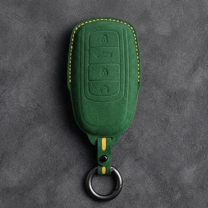 Chery Hand-Stitched Alcantara Key Fob Cover – 4-Button Remote Start - Grass Green