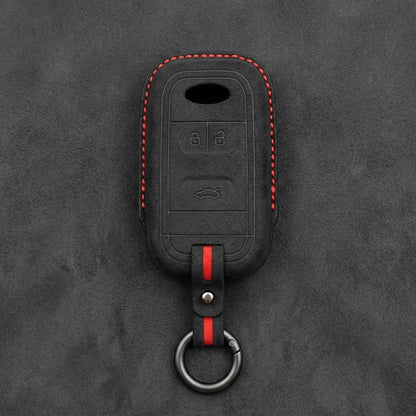 Chery Hand-Stitched Alcantara Key Fob Cover – Classic 3-Button - Dark Charcoal