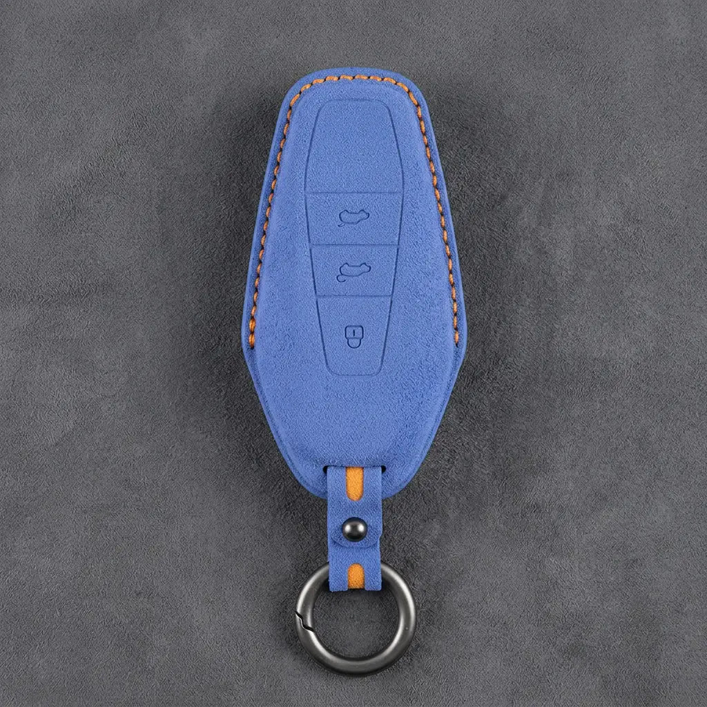Chery Hand-Stitched Alcantara Key Fob Cover – Wedge 3-Button - Cornflower Blue