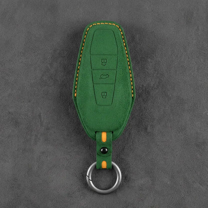 Chery Hand-Stitched Alcantara Key Fob Cover – Wedge 3-Button - Grass Green