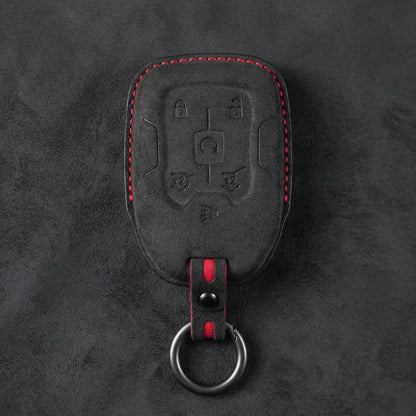 Chevrolet Hand-Stitched Alcantara Key Fob Cover – 6-Button Smart Key - Dark Charcoal
