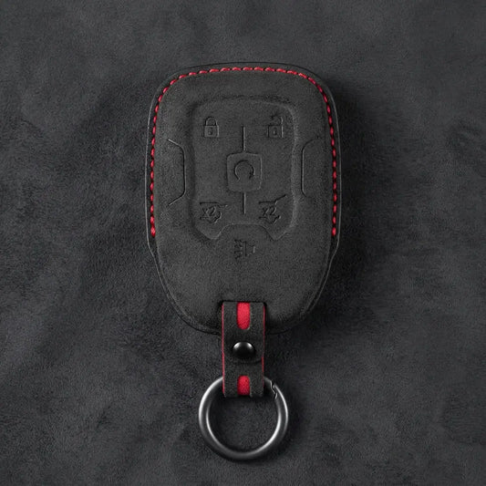 Chevrolet Hand-Stitched Alcantara Key Fob Cover – 6-Button Smart Key - Dark Charcoal