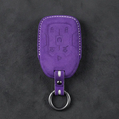Chevrolet Hand-Stitched Alcantara Key Fob Cover – 6-Button Smart Key - Dark Purple