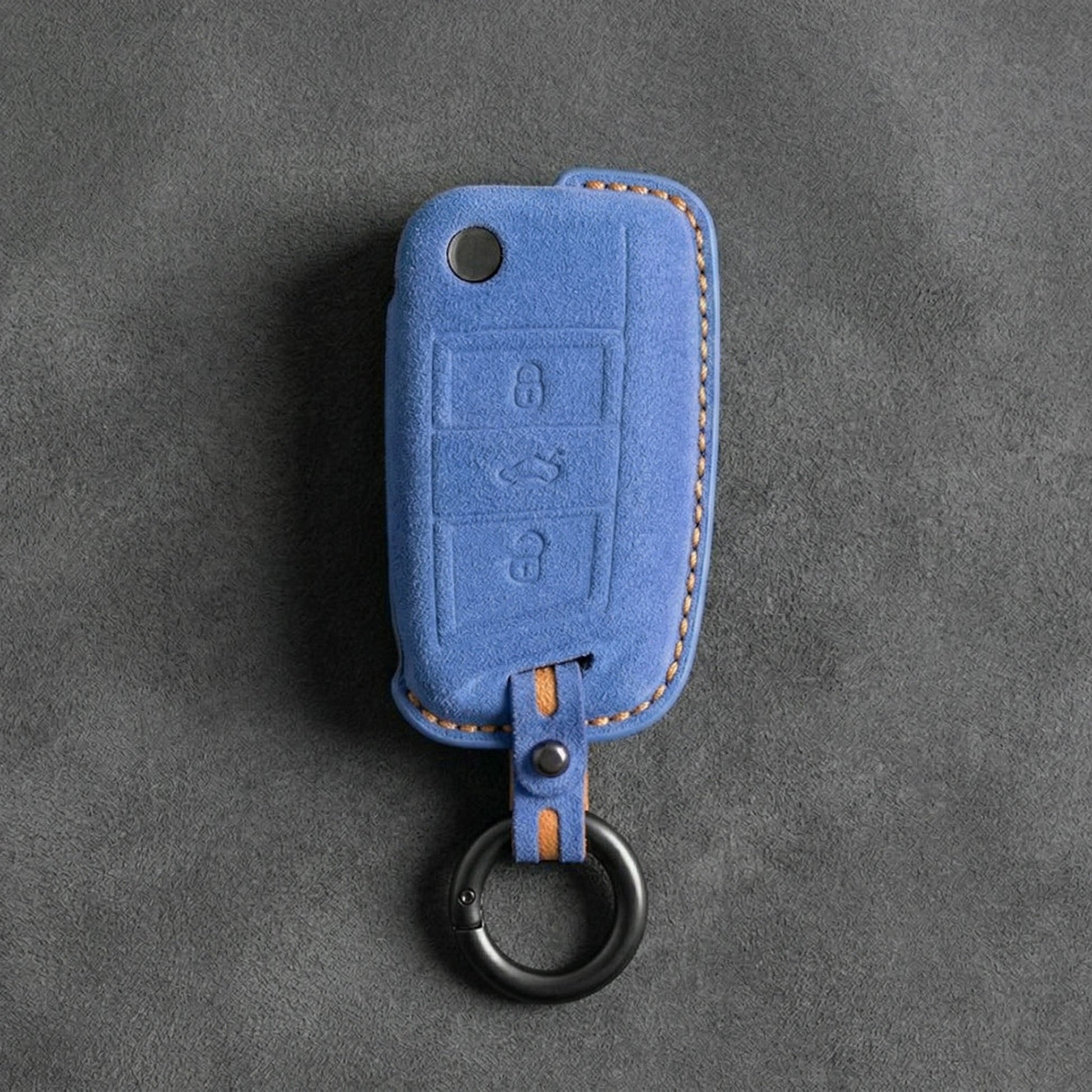 Cupra Hand - Stitched Alcantara Key Fob Cover – Angular Flip Key 3 - Button - Cornflower blue