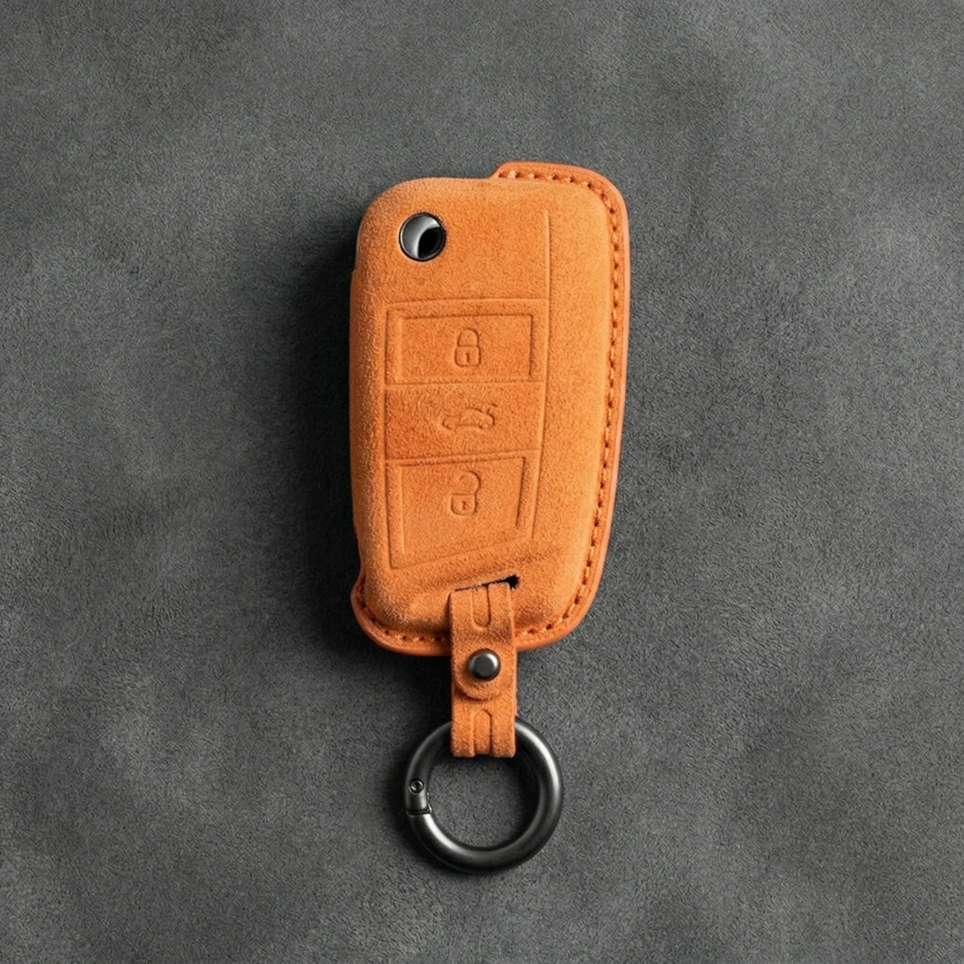 Cupra Hand - Stitched Alcantara Key Fob Cover – Angular Flip Key 3 - Button - Orange