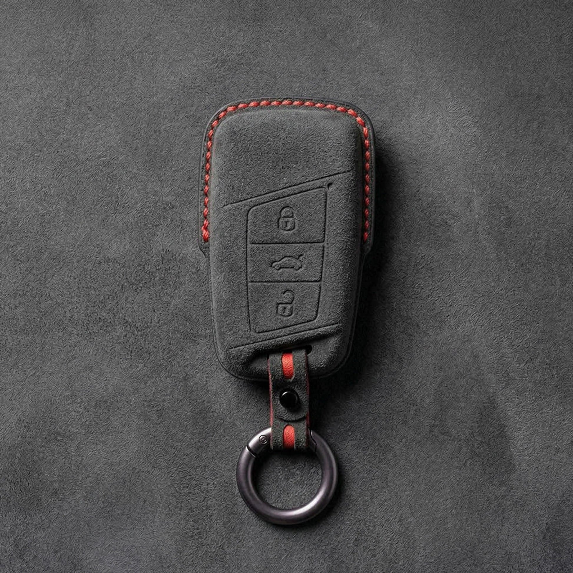 Cupra Hand - Stitched Alcantara Key Fob Cover – Chrome - Top Smart Key - Dark charcoal