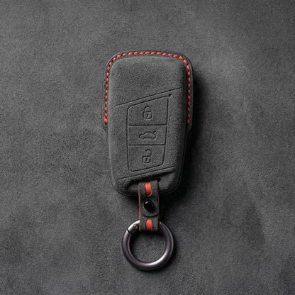 Cupra Hand - Stitched Alcantara Key Fob Cover – Chrome - Top Smart Key - Dark charcoal