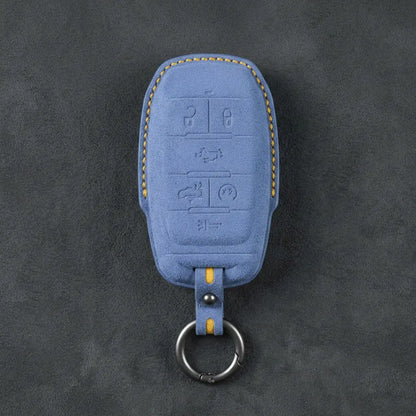 Dodge Hand-Stitched Alcantara Key Fob Cover – Block 6-Button Cornflower Blue