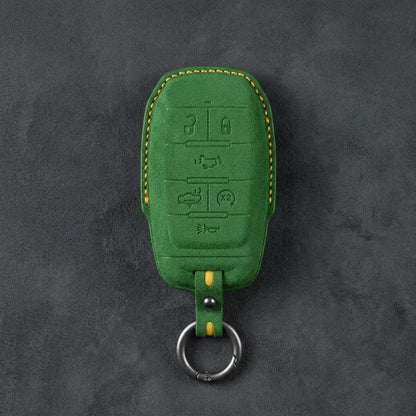 Dodge Hand-Stitched Alcantara Key Fob Cover – Block 6-Button Grass Green