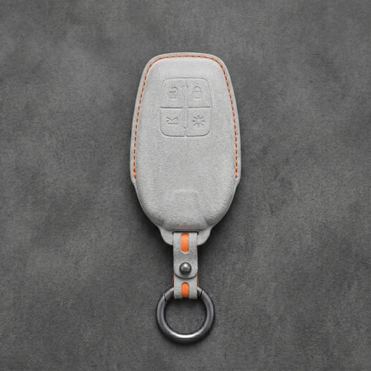 Ferrari Hand-Stitched Alcantara Key Fob Cover – Shield 4-Button Smart Key White