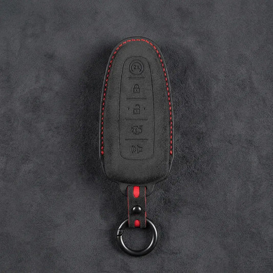 Ford Hand-Stitched Alcantara Key Fob Cover – 5-Button Remote Start Fob - Dark Charcoal