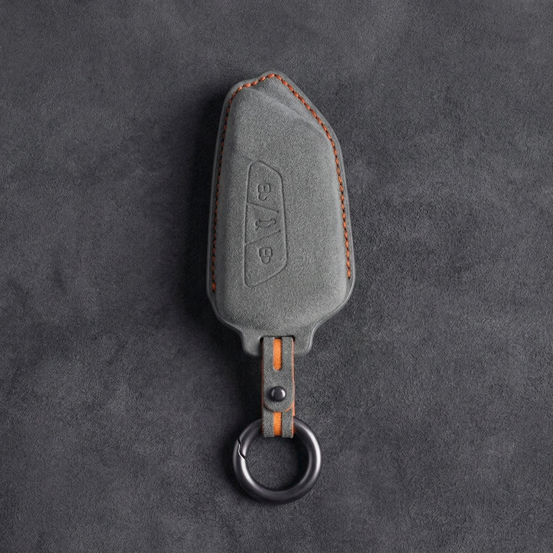 Ford Hand-Stitched Alcantara Key Fob Cover - Asymmetrical Style - Dark Gray