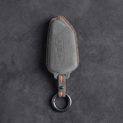 Ford Hand-Stitched Alcantara Key Fob Cover - Asymmetrical Style - Dark Gray