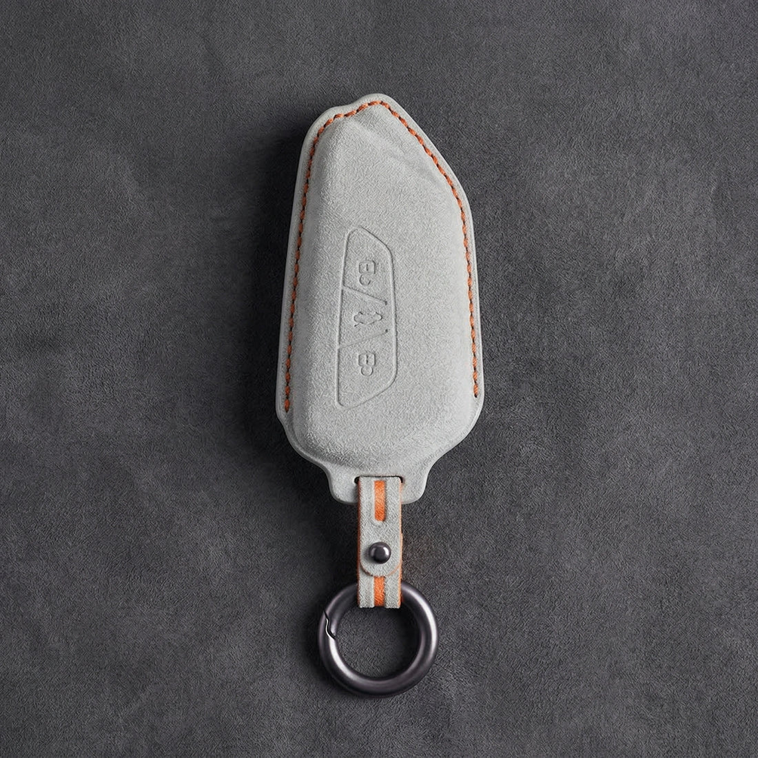 Ford Hand-Stitched Alcantara Key Fob Cover - Asymmetrical Style - White
