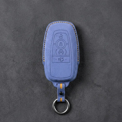 Ford Hand-Stitched Alcantara Key Fob Cover – Center-Ring Ignition Cornflower Blue